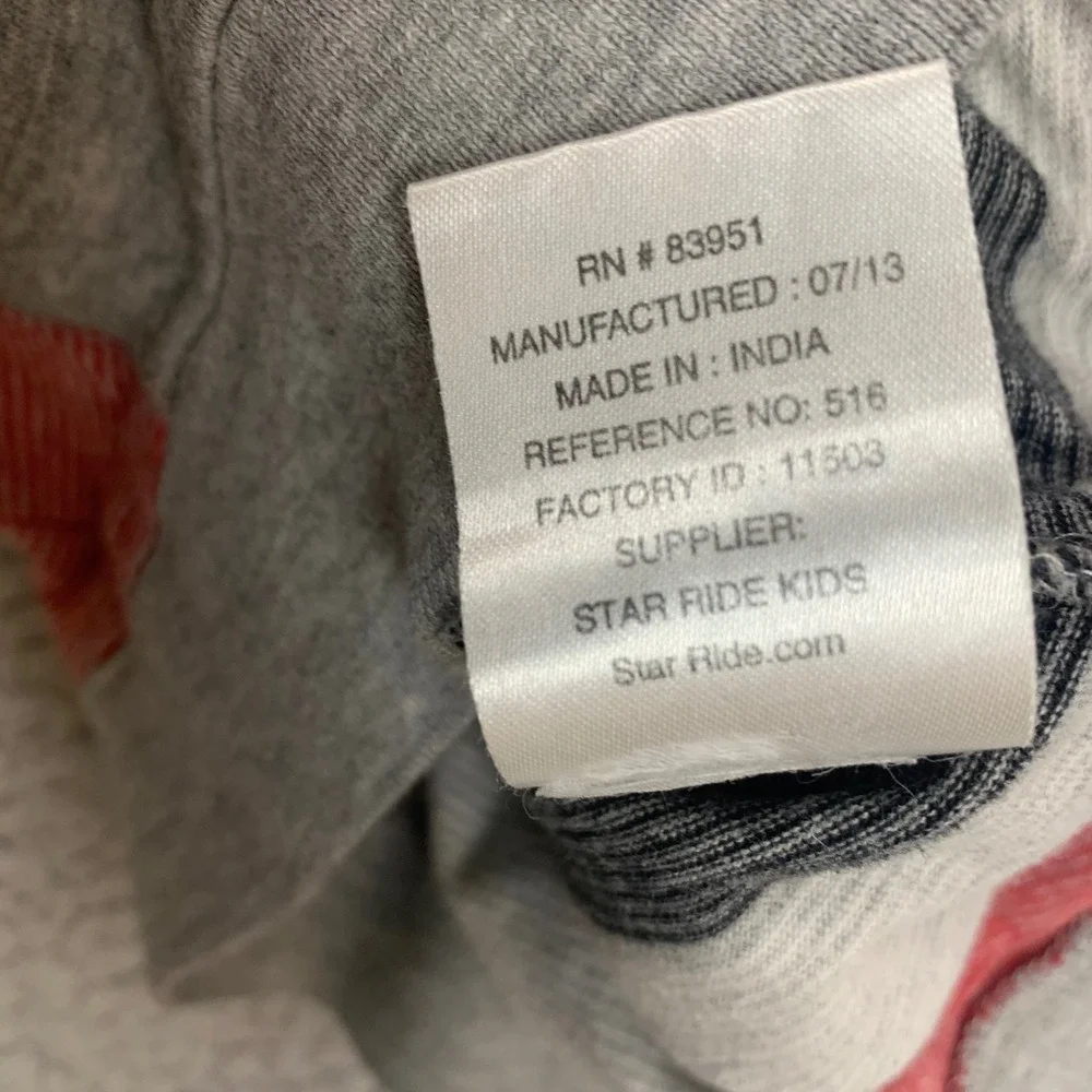 Carter's Hoodie Boys 3T Grey Red Striped Cotton Long Sleeve Kangaroo Pocket
